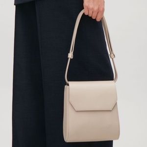 COS Moulded Leather Shoulder Bag - Beige